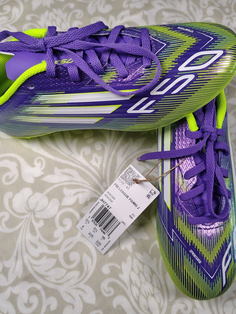 Purple & Lime Adidas Soccer Cleats - F50 Style YOUTH SIZE 4 NEW